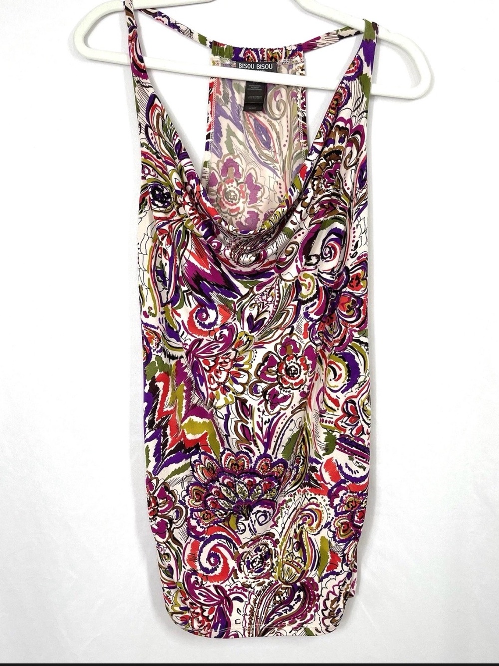 Bisou Bisou Women's Large Paisley Mini Halter Dress Clubbing Y2K Vintage